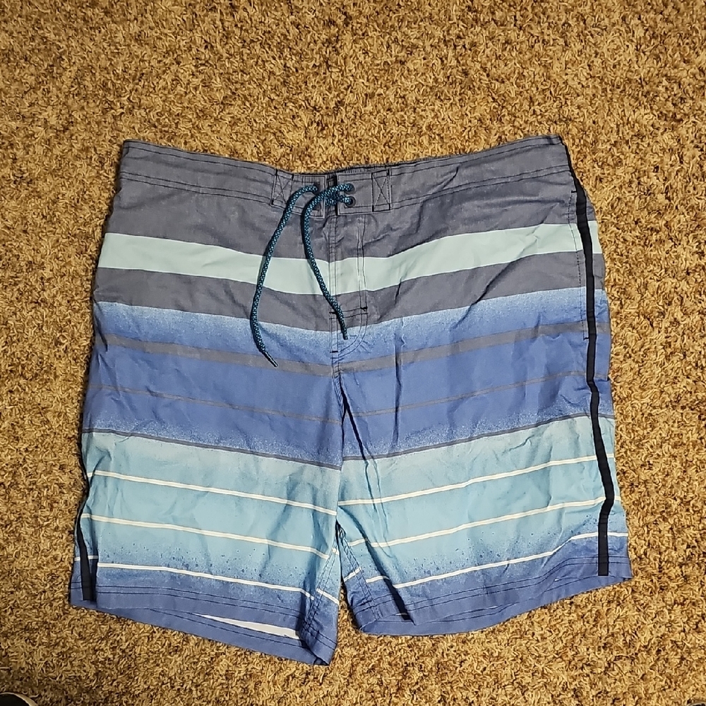 George Blue Board Shorts with Stripes